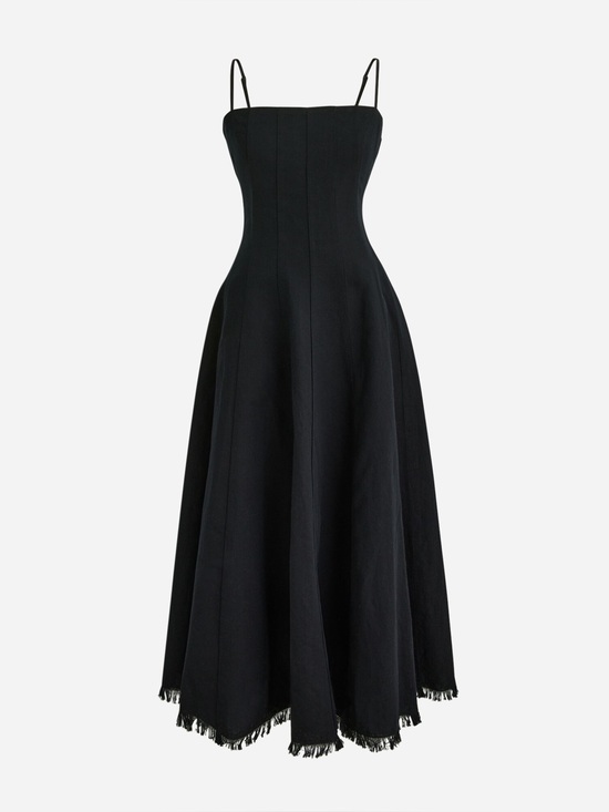 J. Crew Dresses & Skirts - J. Crew Seamed Flare Midi Dress in Linen Blend Black 4 NWT